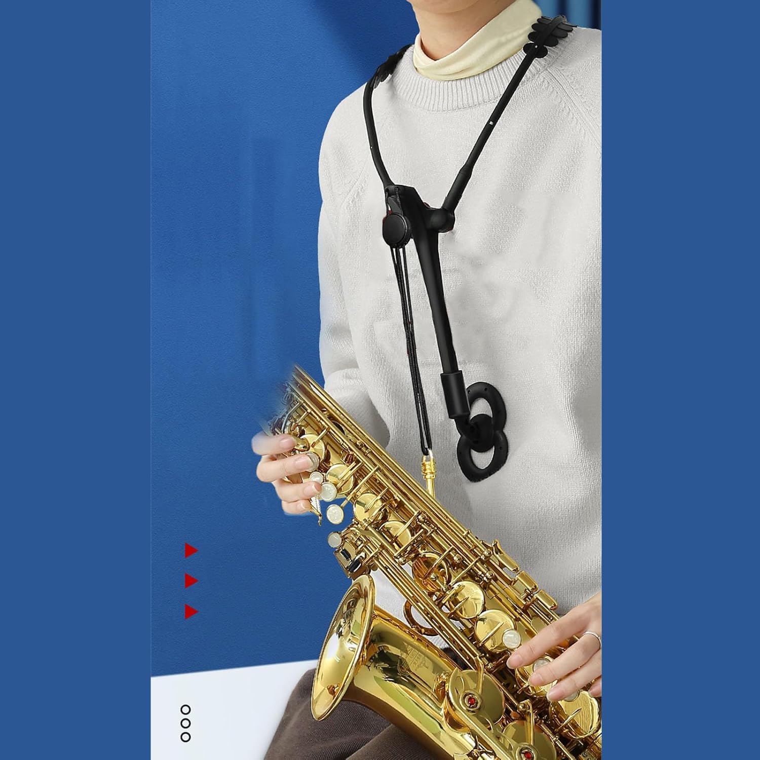 Joyzan Saxophone Neck Shoulder Strap, Sax Harness Universal Instrument Holder Double Leather Pressure Adjustable Padded Belt Sling Accessory Swivel Hook Alto Tenor Soprano Baritone Electric Windpipe