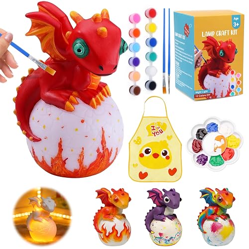 LEADSTAR Dinosaurio Kit de Pintura de Lámpara, Arte Kits de Manualidades para Niños y Niñas 6 7 8 9 10 11 12 Años, Pintar tu Propia Luz Nocturna de 3D, Regalo Creativos Cumpleaños para Niños 6-12