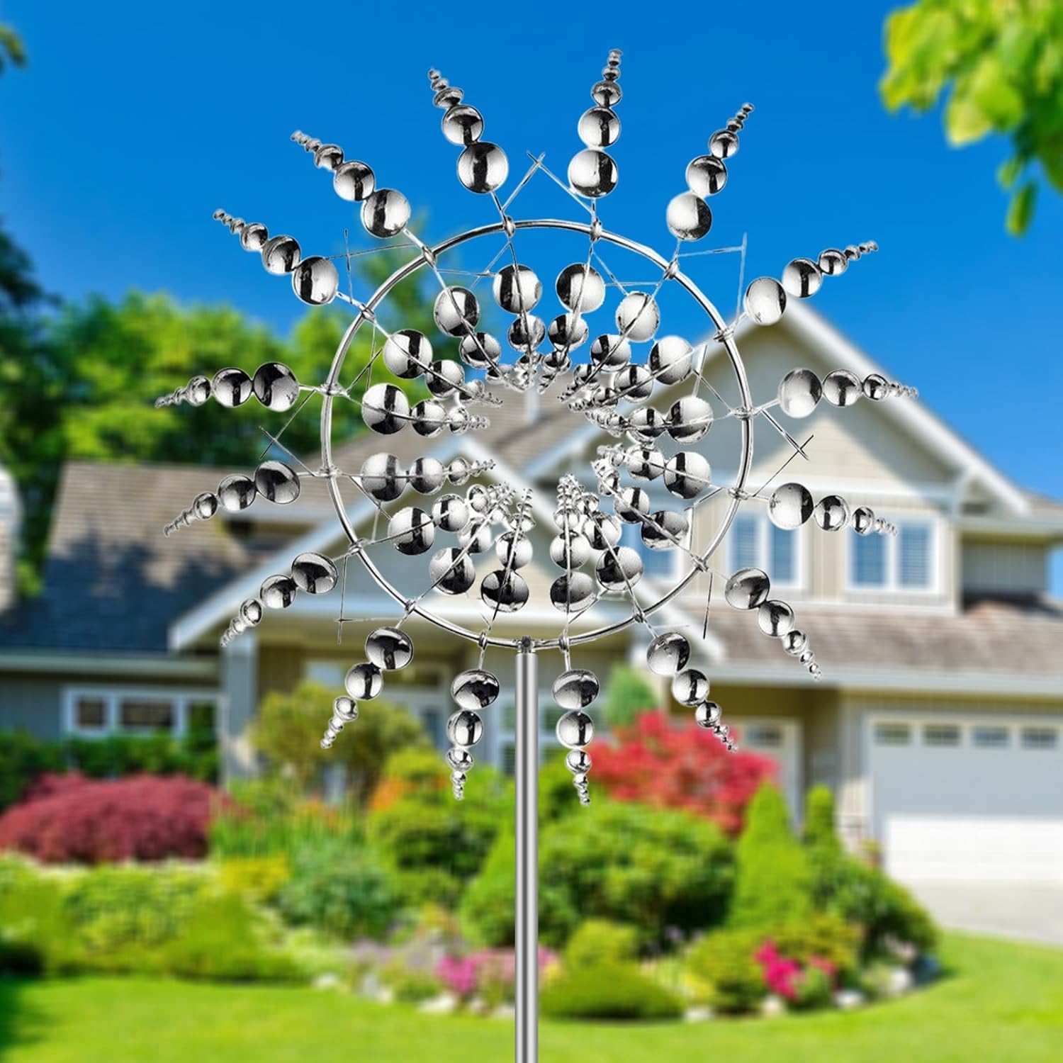 Mulino a Vento in Metallo, Girandola a Vento da Giardino Unico e Magico, 3D Scultura Cinetica Mulino a Vento per Giardino, Terrazza, Prato, Decorazione