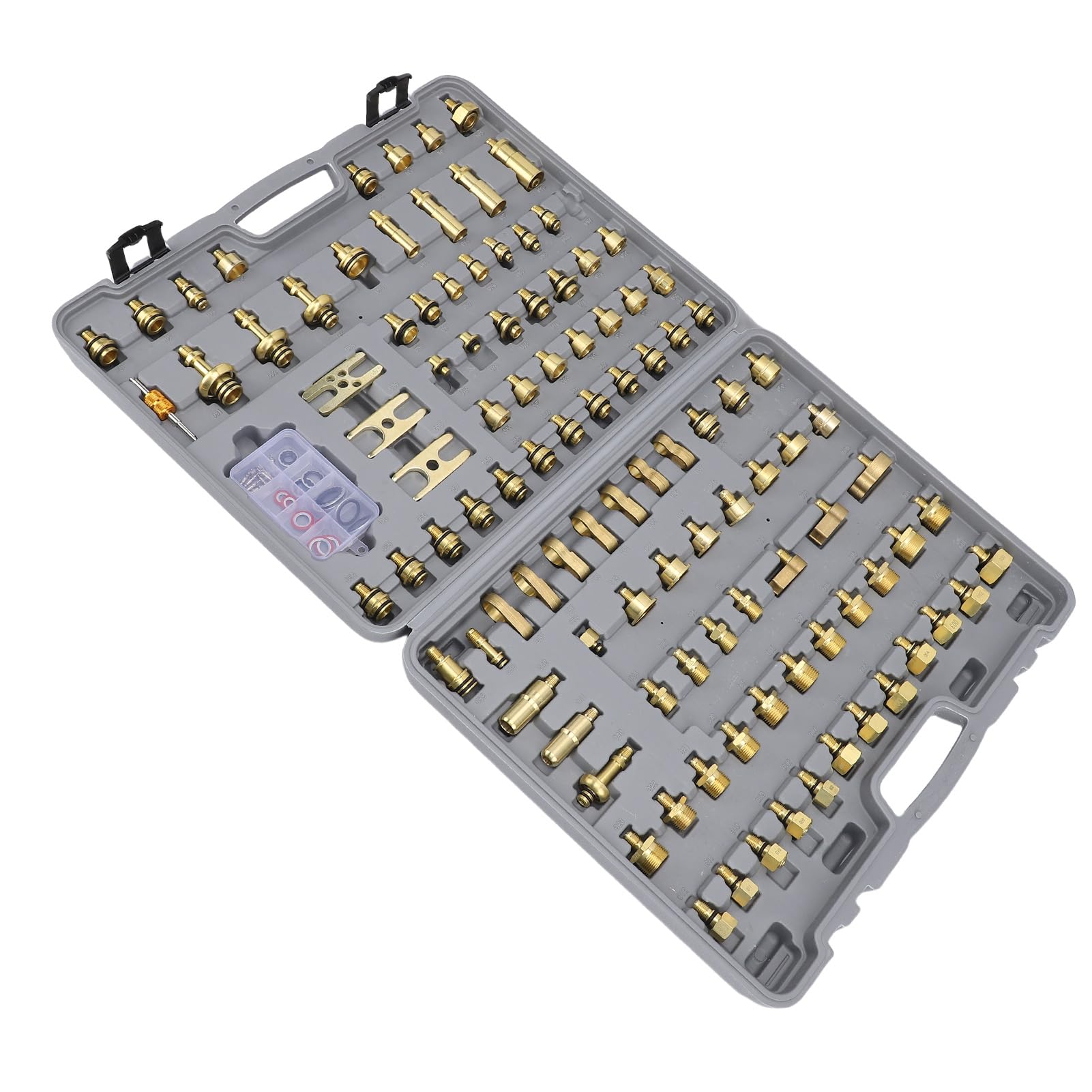 Ejoyous Kit Test AC Strumento di Rilevamento Aria Condizionata Automobilistica in Ottone Set da 130 Pezzi per Diagnosi Perdite Custodia Portatile per Meccanici di Auto Camion e Utenti Fai-da-Te