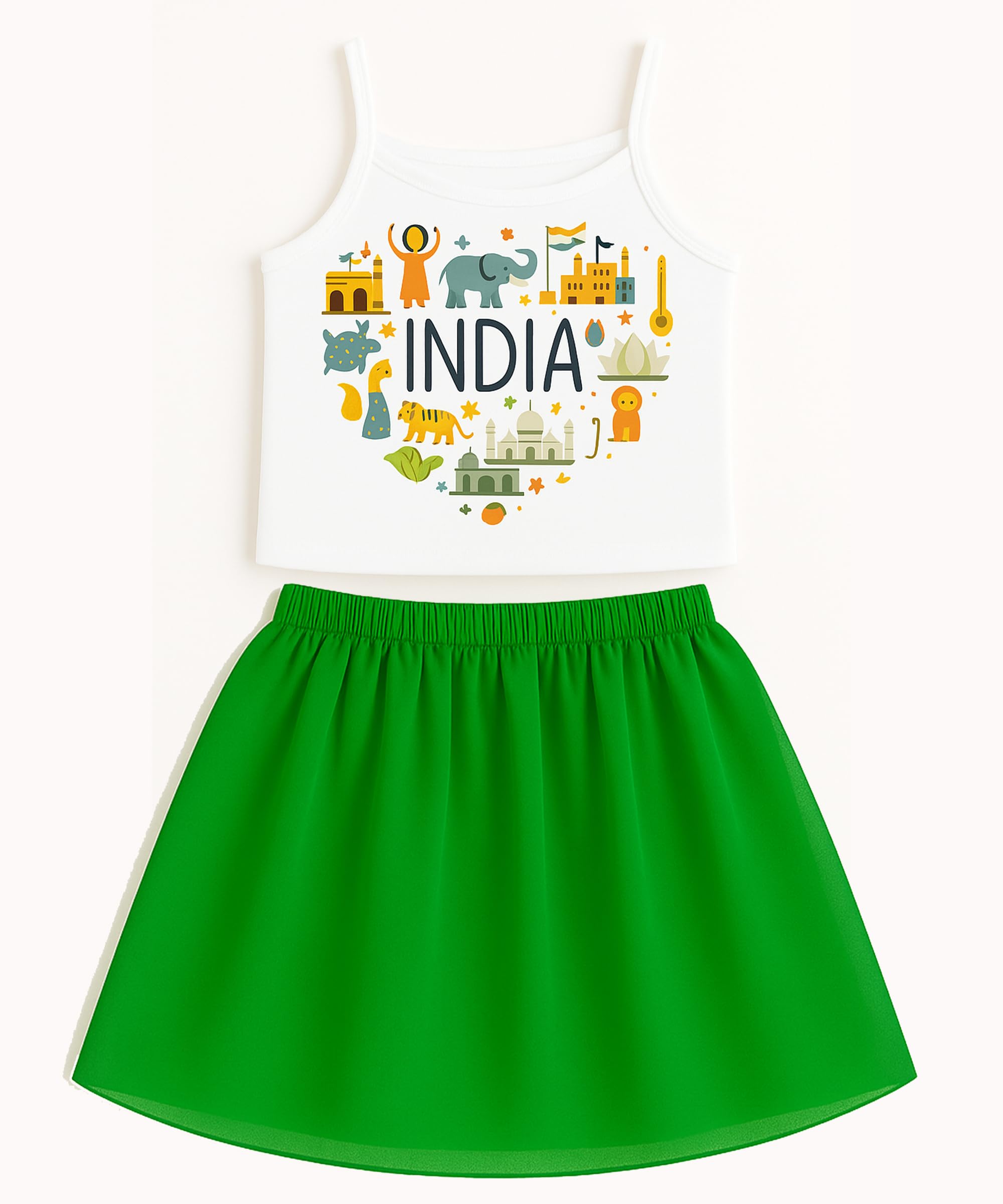 Independence Day Special Top Skirt Set for Girls-image-38