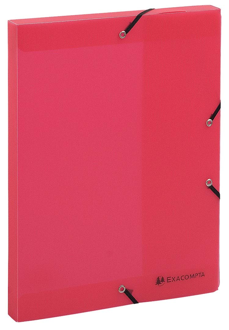 Exacompta - Ref 59775E - Iderama Collection - Elasticated PP Filing Box - 250 x 330mm in Size, Suitable for Holding A4 Documents, 40mm Spine, Spine Label - Red