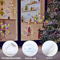 Vista 2 de 3 luces de ventana de Navidad, marco de metal, decoración de ventana de Navidad, funciona con pilas, luces colgantes de árbol de Navidad, cascabel