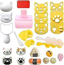 Cute Cat Rice Ball Molds 6 Sets Sushi Molds Bento Box Accessories Kits with 1PC Musubi Maker Press Mold, 2PCS Gimbap Molds Triangle and 1PC Rice Ball Mold Shaker for DIY Fun Lunch Box Picnic Tool