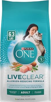 Purina ONE LiveClear Allergen-Reducing Dry Cat Food, 6.3 lb Bag