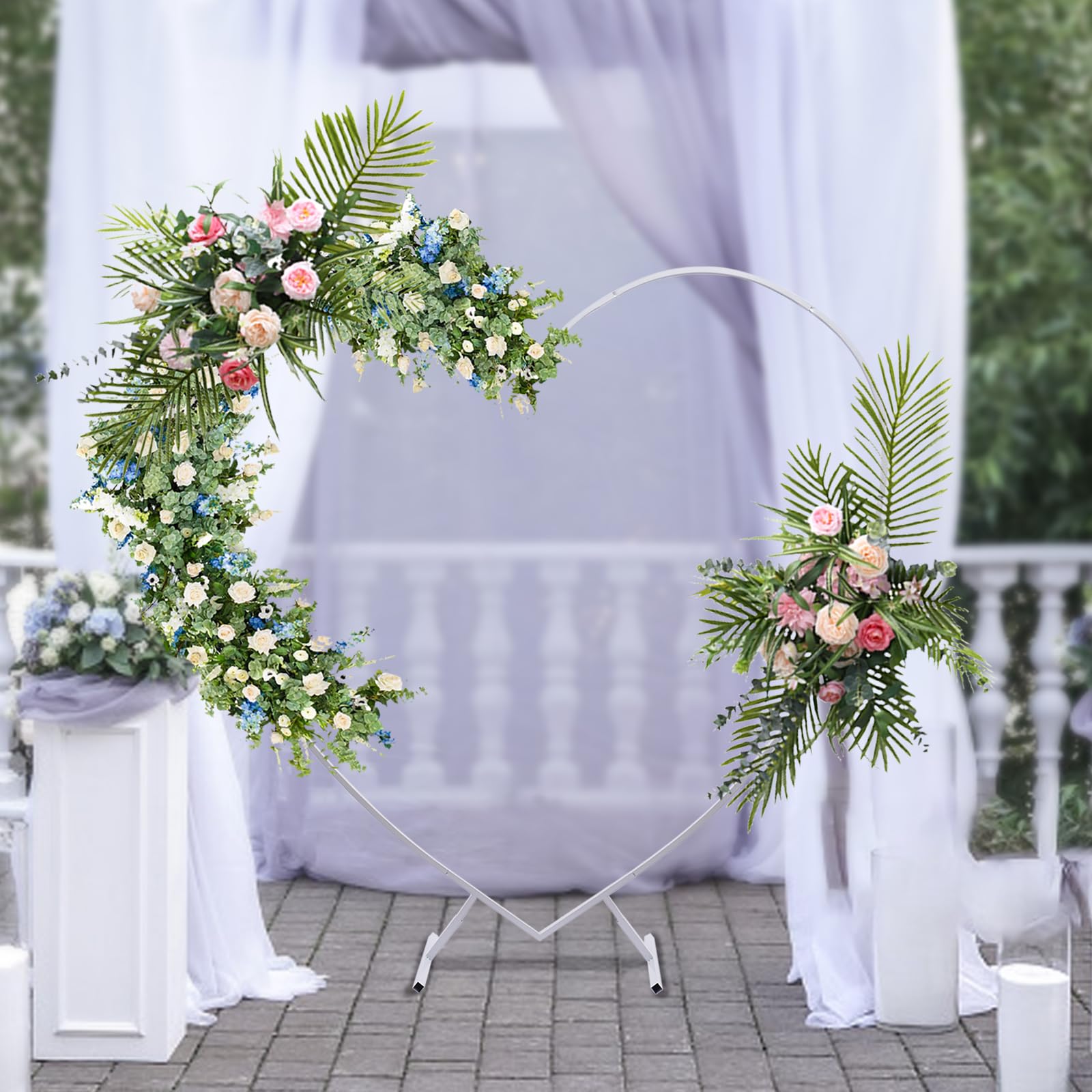 Herz Arch stehend mit Fuß,Weiß Metall Arch Kit, Hochzeit Herz Bogen Stehen,Geeignet Fotografie,Bankette,Geschäftseröffnungen,Verschiedene usw Feiertage.