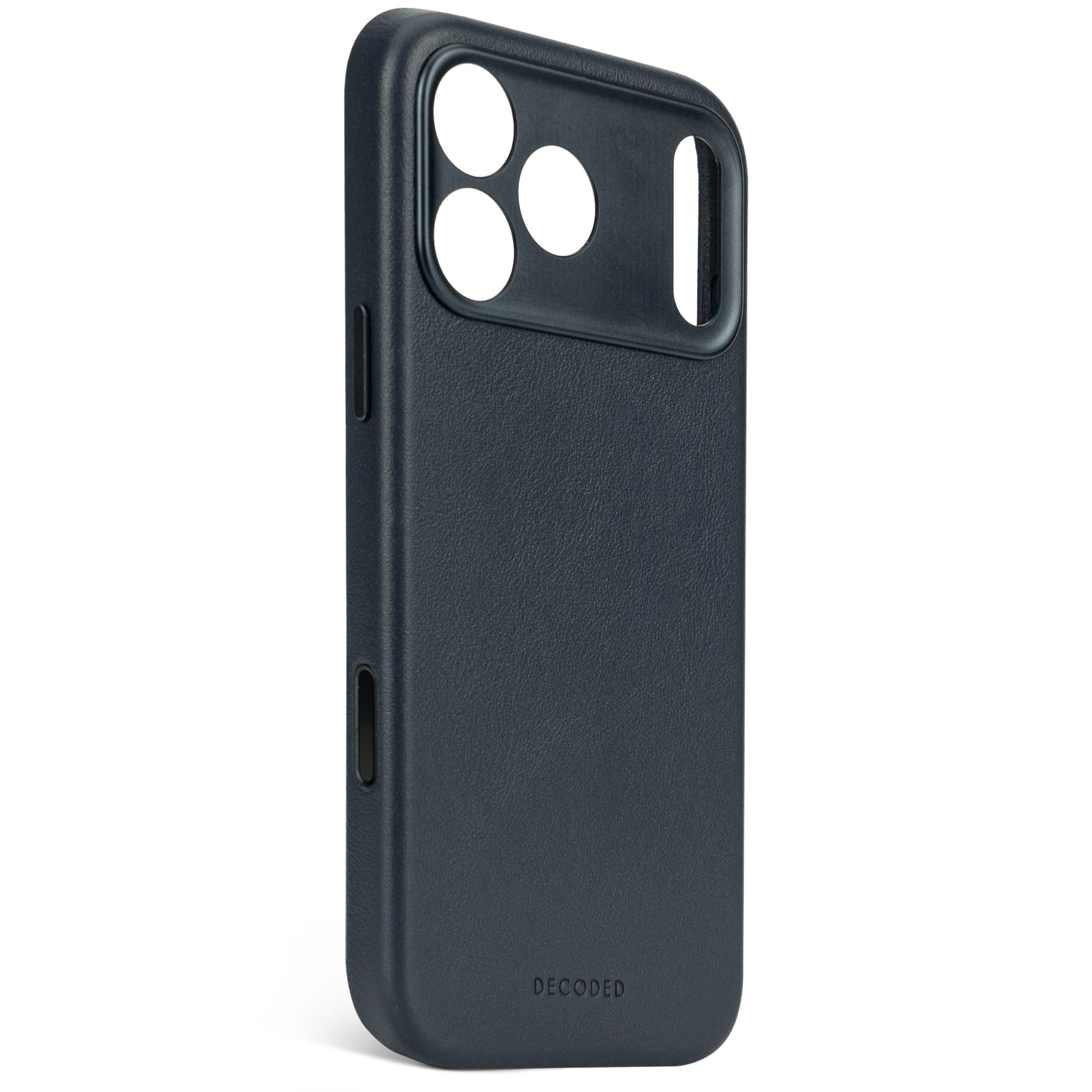 Decoded Lederhülle für iPhone 17 Pro Max, Premium ECCO Leder, MagSafe Kompatibel, Vollständiger Kameraschutz, Metalltasten, Stoßfest, Kratzfest, Glas Kamera Taste, Marineblau