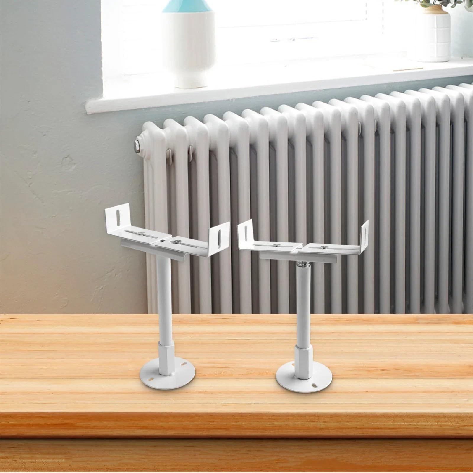 Soportes De Suelo para Radiadores Soporte de radiador 2 uds., Soportes Suelo Aluminio for calefacción, Soporte Ajustable en Altura(Adjustable 26-31 cm)