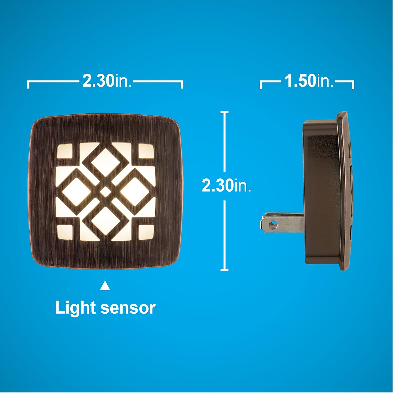 GE Decorative LED Night Light, Plug-in, Dusk-to-Dawn Sensor, UL-Certified, Home Décor, Ideal for Bedroom, Nursery, Bathroom, Kitchen, Hallway, Oil Rubbed Bronze Diamond, 25436