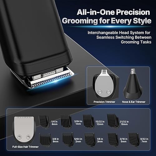 Miniatura 2 de Valano Cortadora de barba profesional para hombres, todo en uno, cuchillas eléctricas autoafilables, kit de aseo para bigote, regalo para hombres,