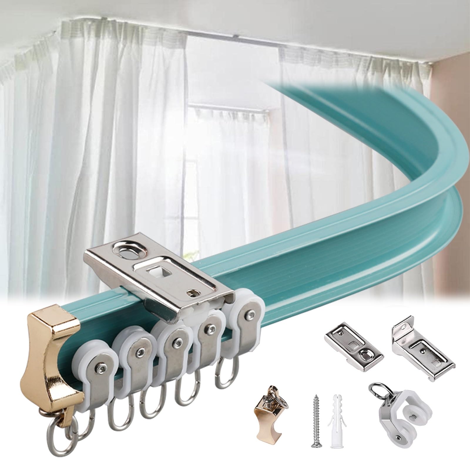 Barre de douche flexible de 1 m 6 m pour plafond et mur, design droit, courbé, facile à installer
