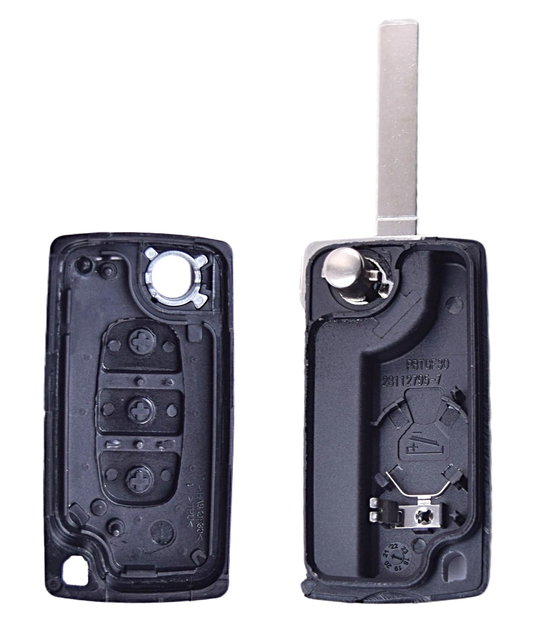 Coque Clé Pliable ANGOFIZ Pour Fiat Ducato/Peugeot Partner/Citroen Berlingo - 3 Boutons - Lame VA2