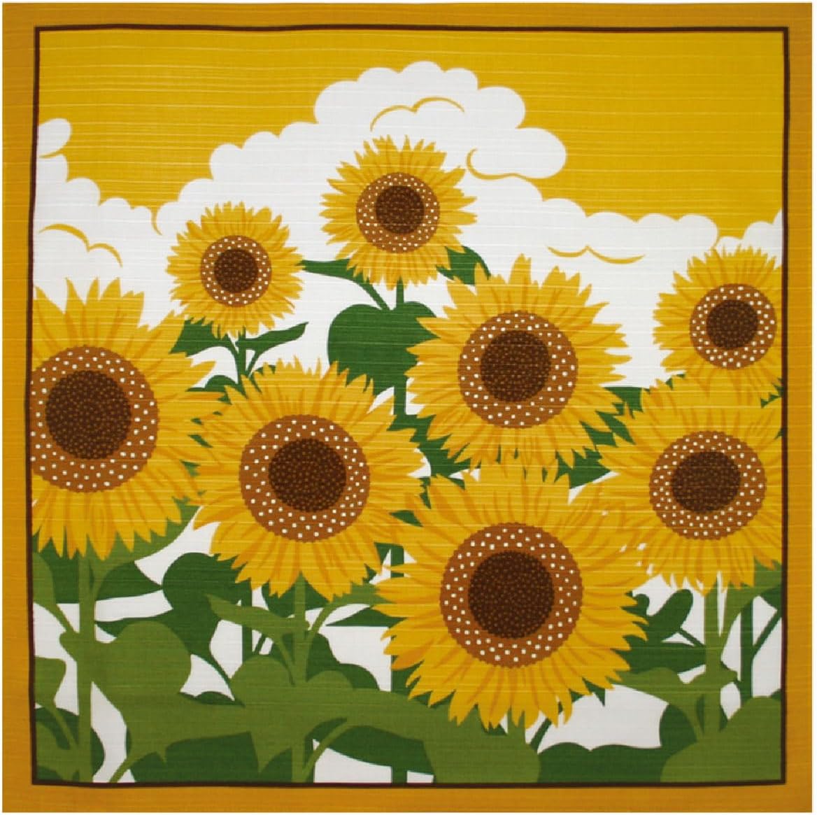 Waraku Fuuka Japanese Reusable Furoshiki Fabric Bento Gift Wrapping Cloth 100% Cotton (19.7x19.7 in) (Summer Sunflower)