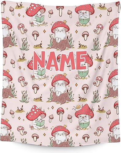 Miniatura 1 de Manta personalizada de hongo, 50 x 60 pulgadas, para adolescentes, mantas suaves y esponjosas para cama, sofá, rosa, bonitas, mullidas, regalo para