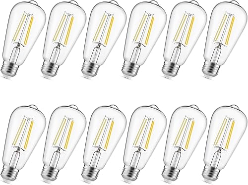 Miniatura 8 de Gozelux Edison Bombillas equivalentes a 60 W, bombillas LED vintage regulables, base mediana E26, blanco frío 4000 K, ST58, 6 W, 750 LM, 90+ CRI,