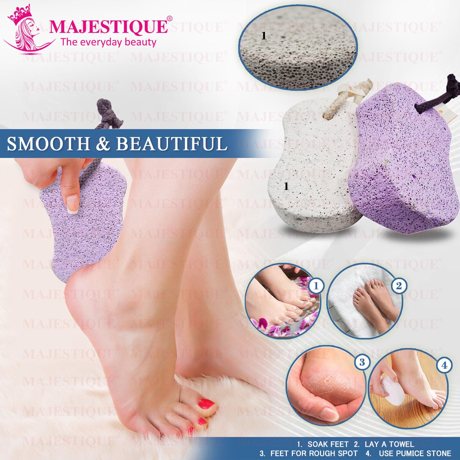 Majestique Pumice Stone, Natural Pumice Stone for Feet/Hand, Small Callus Remover/Foot Scrubber Stone for Men/Women 1