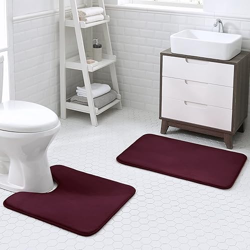 Miniatura 7 de Walensee - Tapete de baño de espuma viscoelástica extra grueso, antideslizante, absorbente y súper acogedor, tapete de baño de terciopelo suave de
