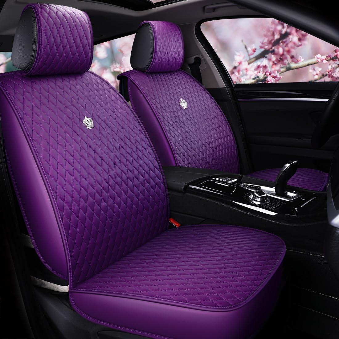 Red Rain Purple Car Seat Cover Full Set Universal Leather Front and Rear Seat Covers Auto Seat Covers (AA-Purple)