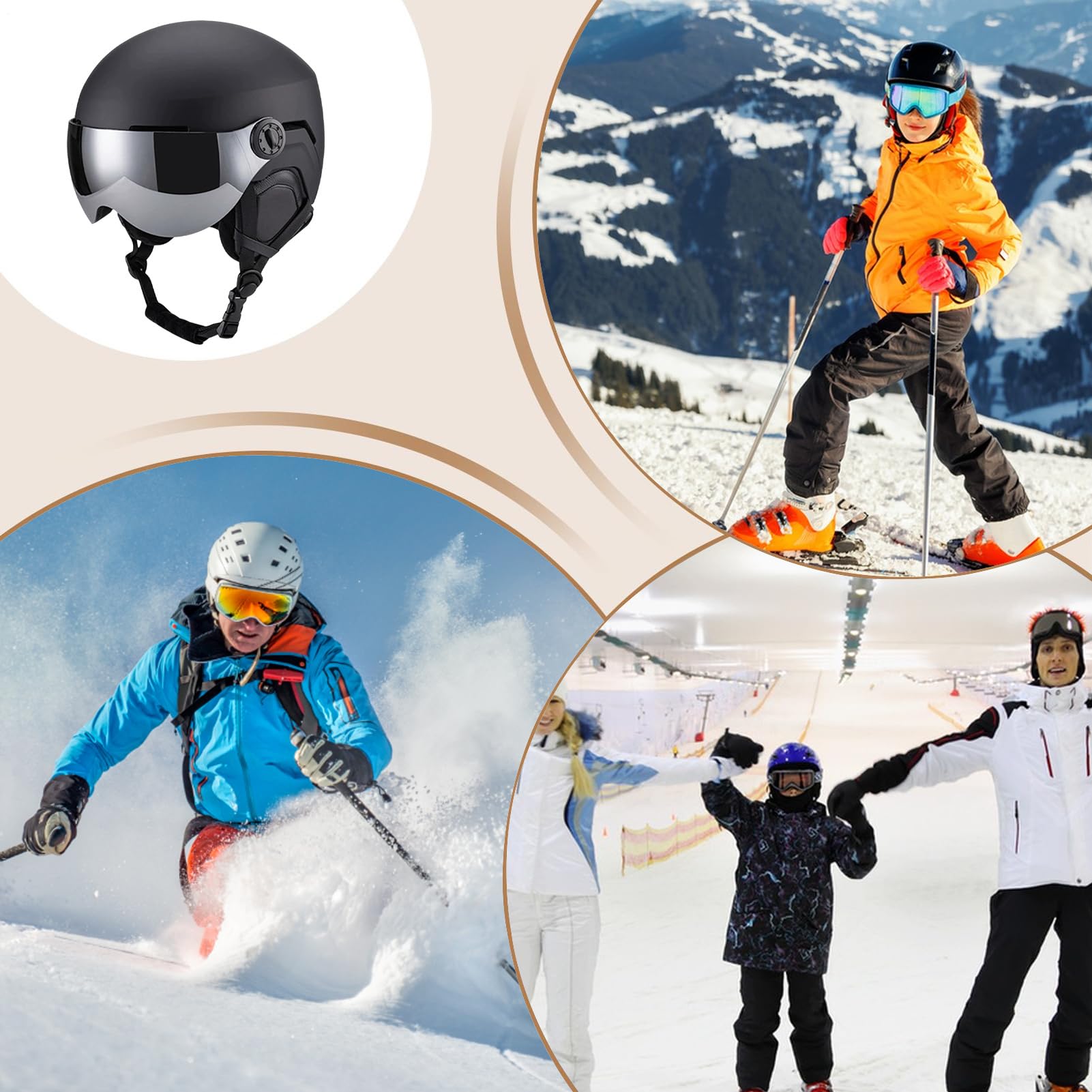 narciarski damski Oddychający i ciepły | zimowy z goglami Gogle odporne na wstrząsy dla mężczyzn, kobiet, młodzieży, dorosłych, narciarzy i snowboardzistów do