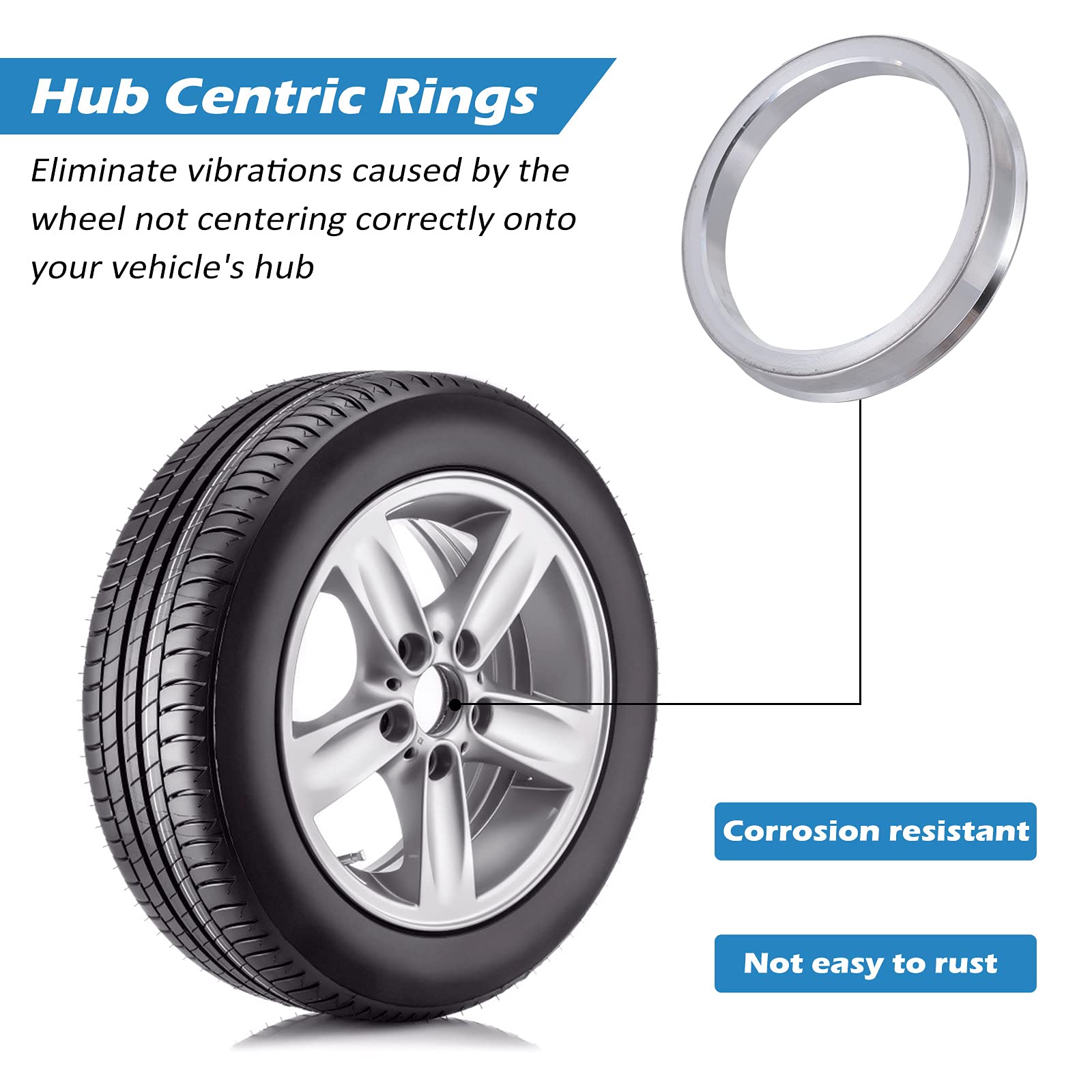 INFINAUTO Radnaben-Zentrierringe 4er Set - 77,8mm Innen / 106,1mm Außen - Aluminiumlegierung Silber