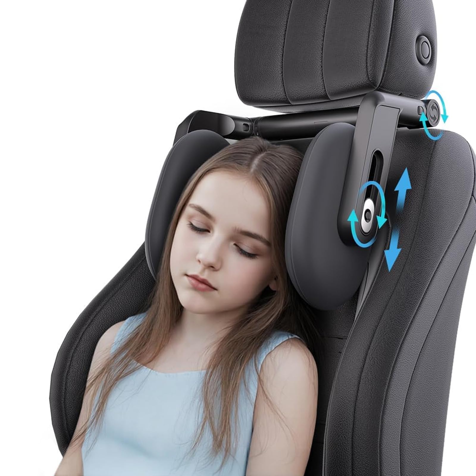 Poggiatesta auto per bambini, 2025 nuovo aggiornamento supporto cervicale auto, rotazione a 360°, supporto per il collo per bambini e adulti, poggiatesta auto, cuscino memory foam