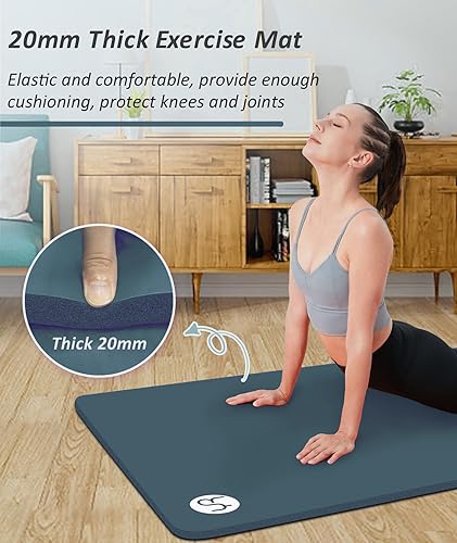 Miniatura 3 de Tapete de yoga grueso de 1 pulgada, tapete de ejercicio de 76.7 x 24 pulgadas, tapete de entrenamiento para gimnasio en casa, tapete de yoga