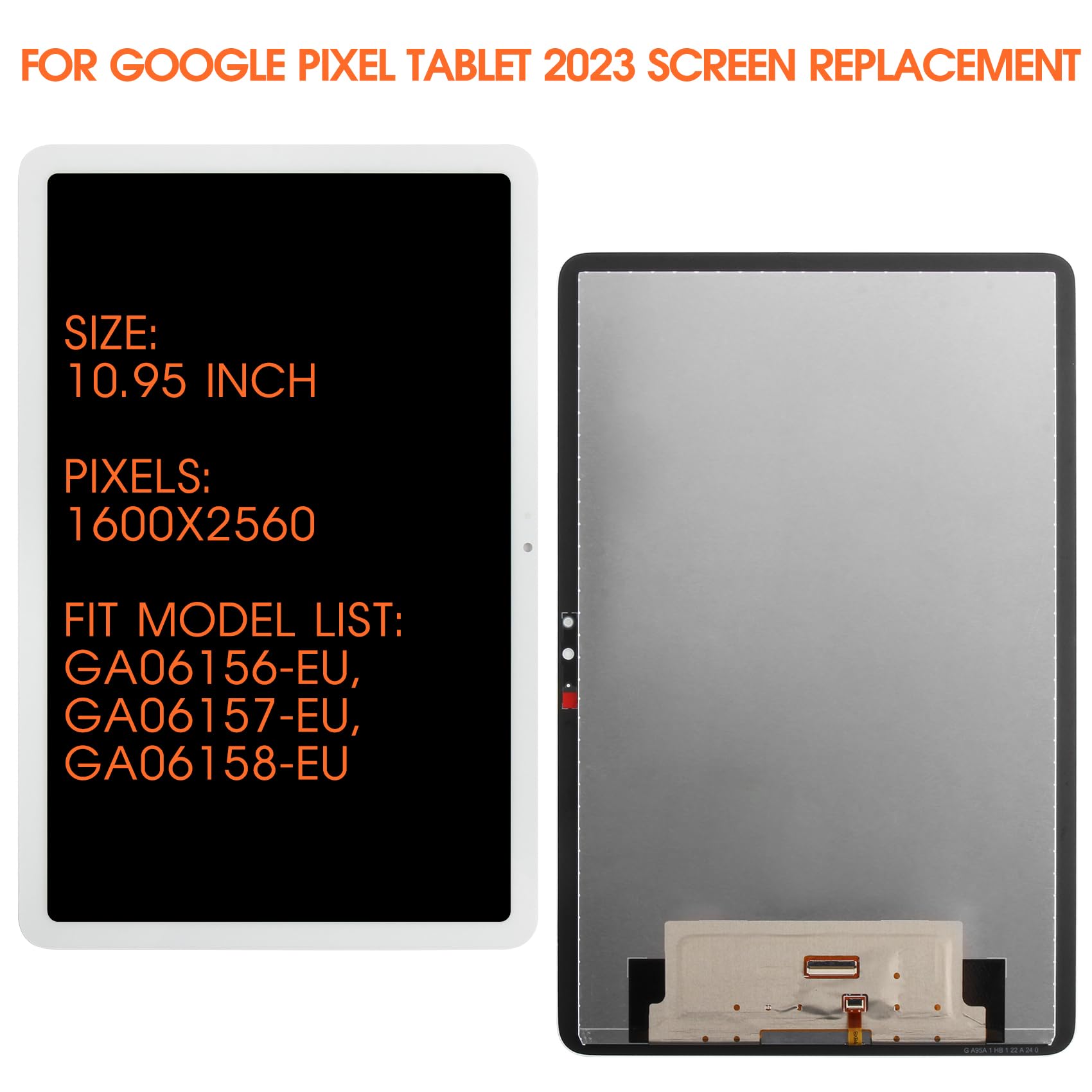 10,95 Zoll LCD Bildschirm für Google Pixel Tablet 2023 Bildschirm Ersatz für Google Pixel Tablet 2023 LCD Display Digitizer Touch Screen Glaspanel Assembly mit Reparatur, Weiß