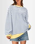 BTFBM Sweatshirt pour femmes surdimensionné manches longues chemise Casual Crewneck Y2K Pullover Été Mode Automne 2026