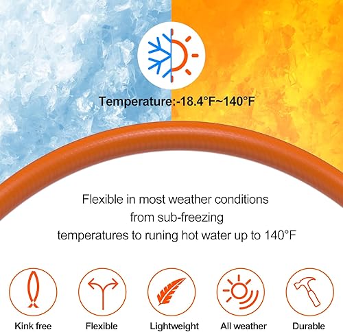 Miniatura 6 de Manguera de jardín de 50 pies, manguera de agua de 50 pies, resistente de 58 pulgadas, flexible y ligera, 600 ráfagas PSI  Boquilla de 8 funciones