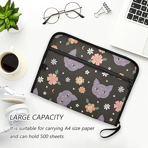 Miniatura 6 de Mystic Halloween Black Cat File Folders 13 Pockets A4 Letter Size Folders with Pockets with Zipper Closure Organizer with Pocket for Acordian File