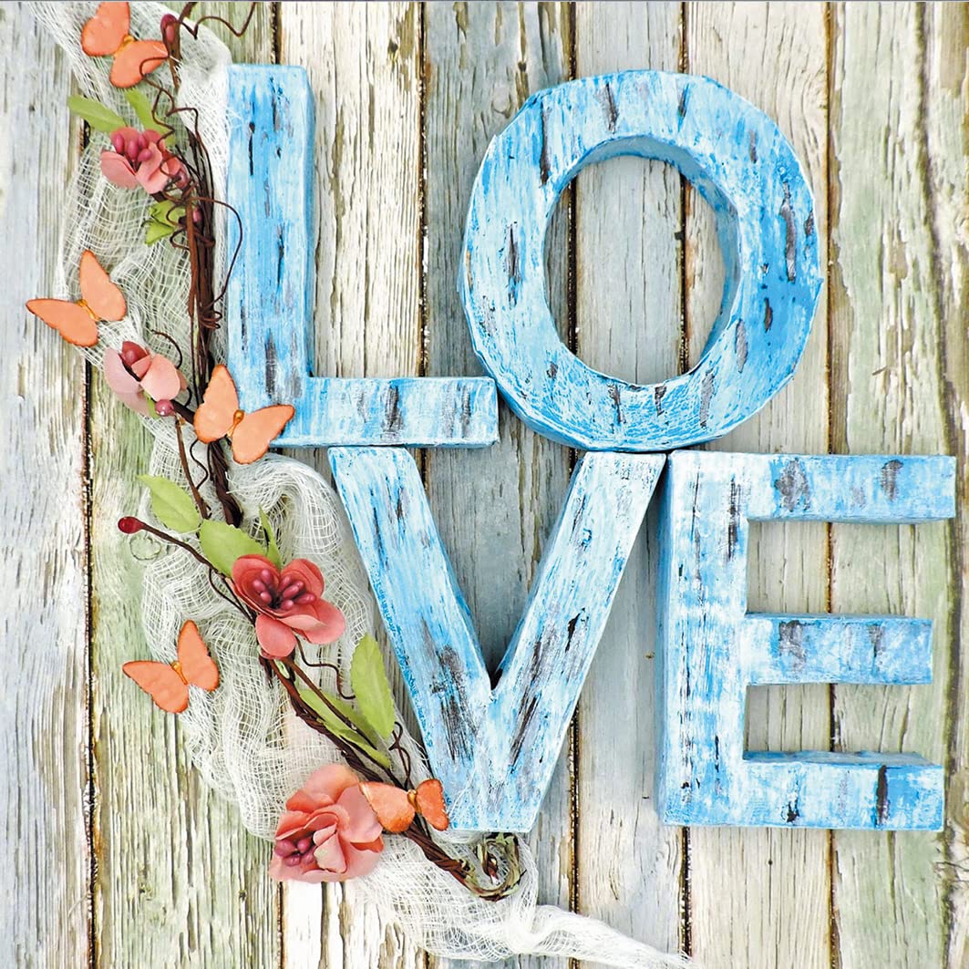 Own4b Love Cross Stitch Kits Stamped, Printed Pattern 11Ct 14.2X14.2 Inch Diy Embroidery Kit (Love)
