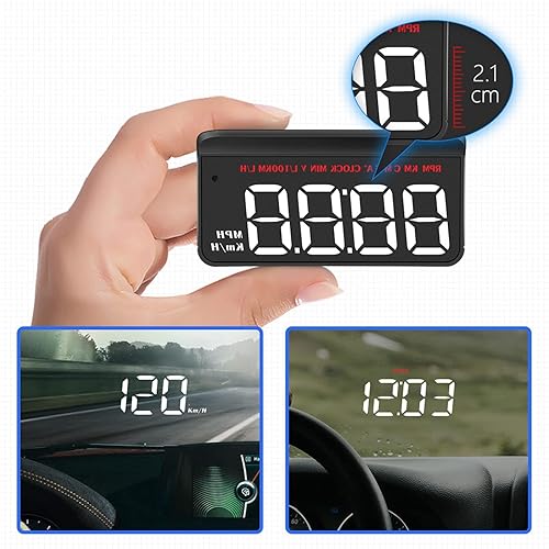 Miniatura 5 de HUD - Pantalla para coche OBD2, velocímetro digital con advertencia de exceso de velocidad, pantalla de parabrisas para automóviles