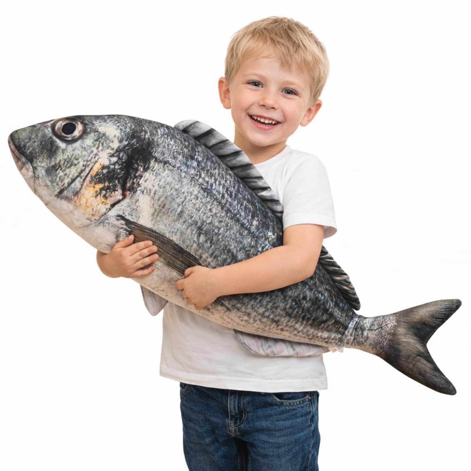 JORCEDI Fish Stuffed Animal, Fish Plush Toys,Simulations-Fisch Plush Pillow Plush Throw Pillow,Decorative Room-Ornament, Gift for Girls, Boys, Playing & Cuddling (100cm,Dorado)