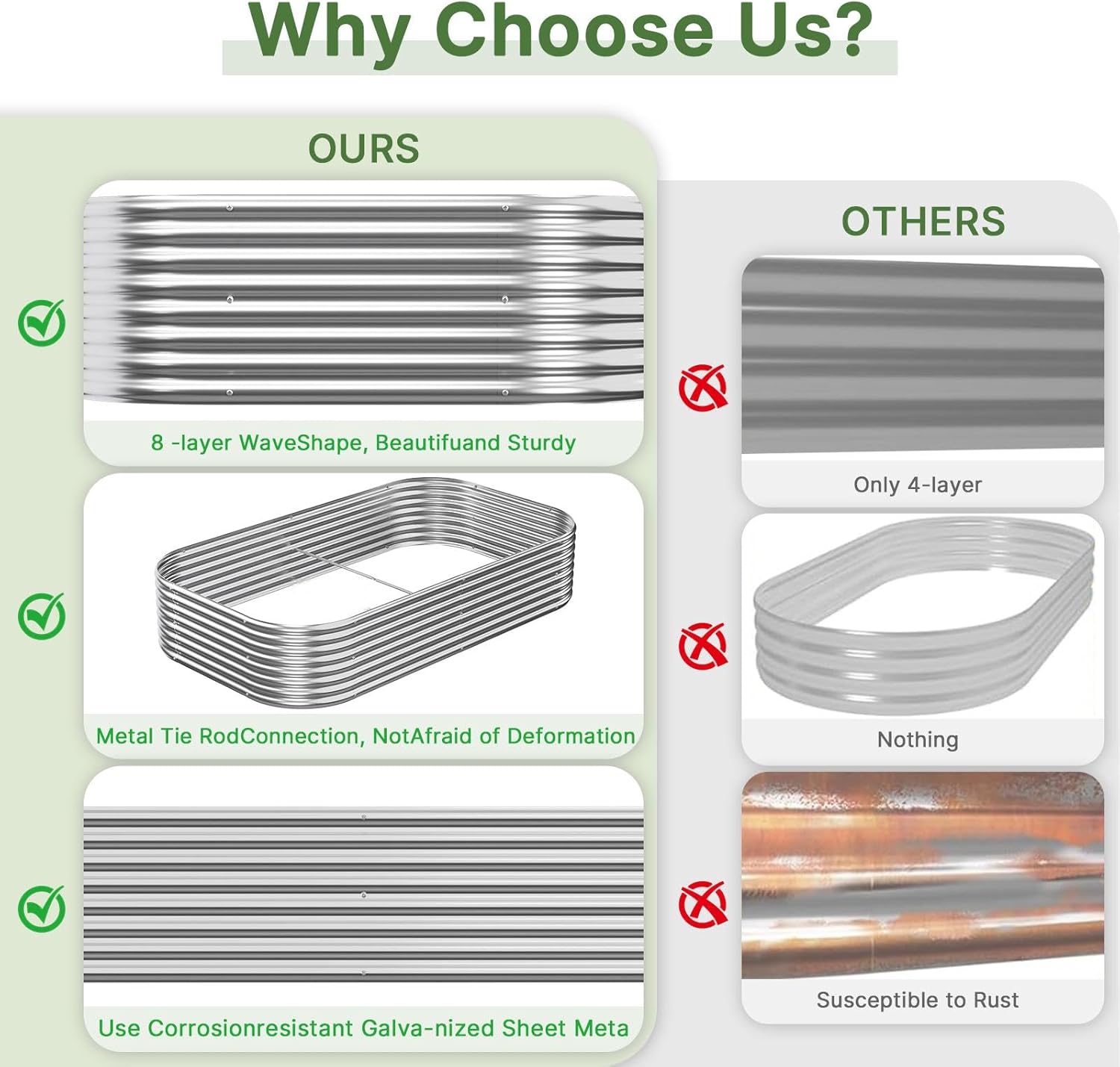 3 PCS Galvanized Raised Garden Bed Outdoor, Metal Garden Bed for Vegetables, Above Ground Garden Box for Flower, Steel Raised Beds for Gardening - 3x2ft