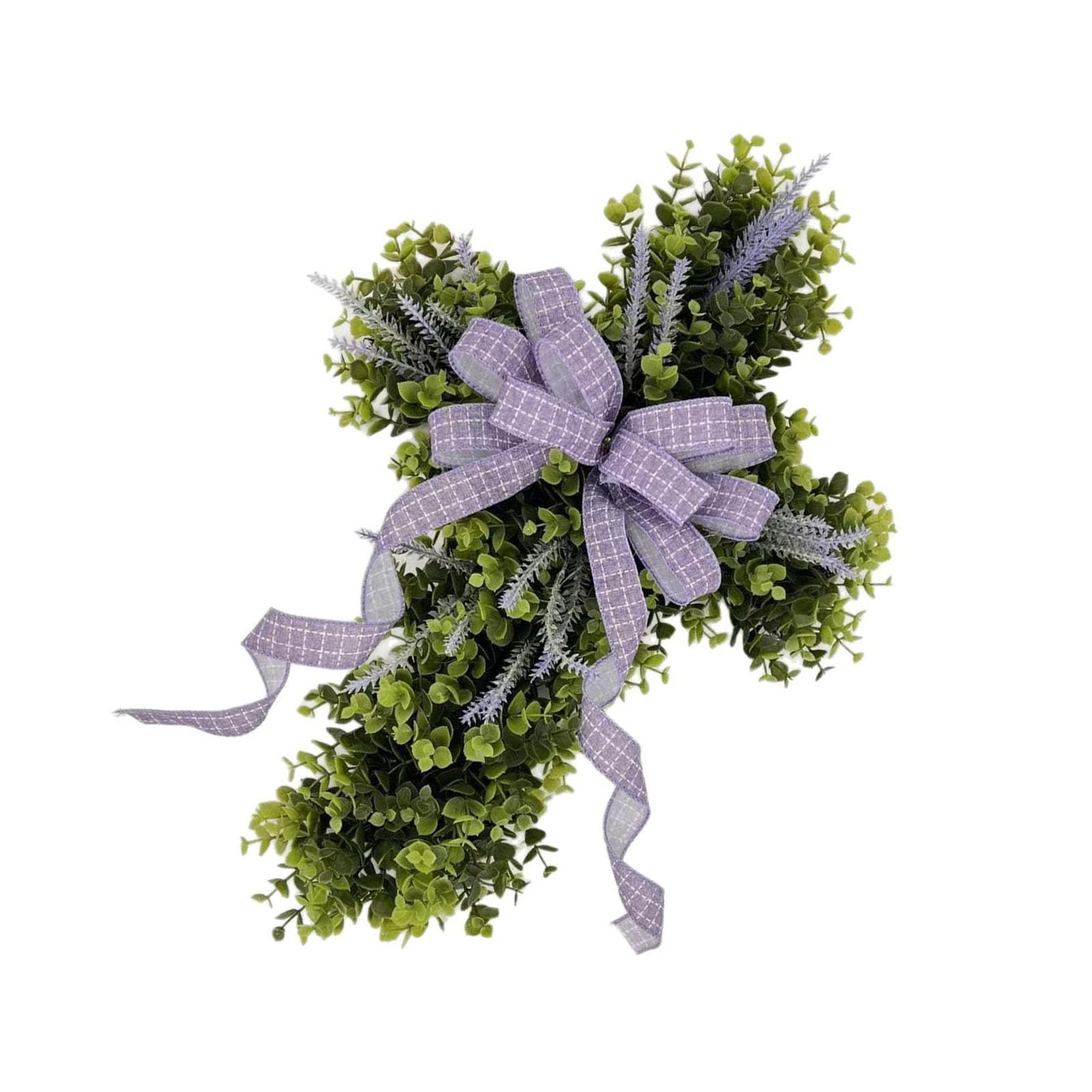 Wreath Hanging Decoration with Big Bowknot Waterproof Artifical Wreath for Door Wall Holiday Decoration Door Hanging