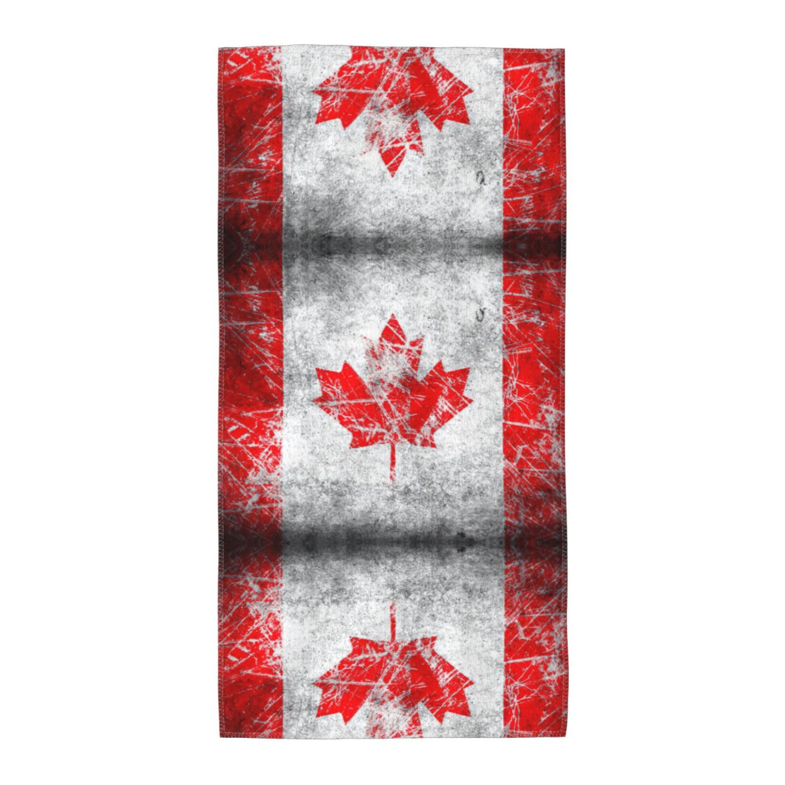 SDEGTHO Retro Canada Flag Fashion Printed Bath Towel High Water Absorption For Hiking Trip