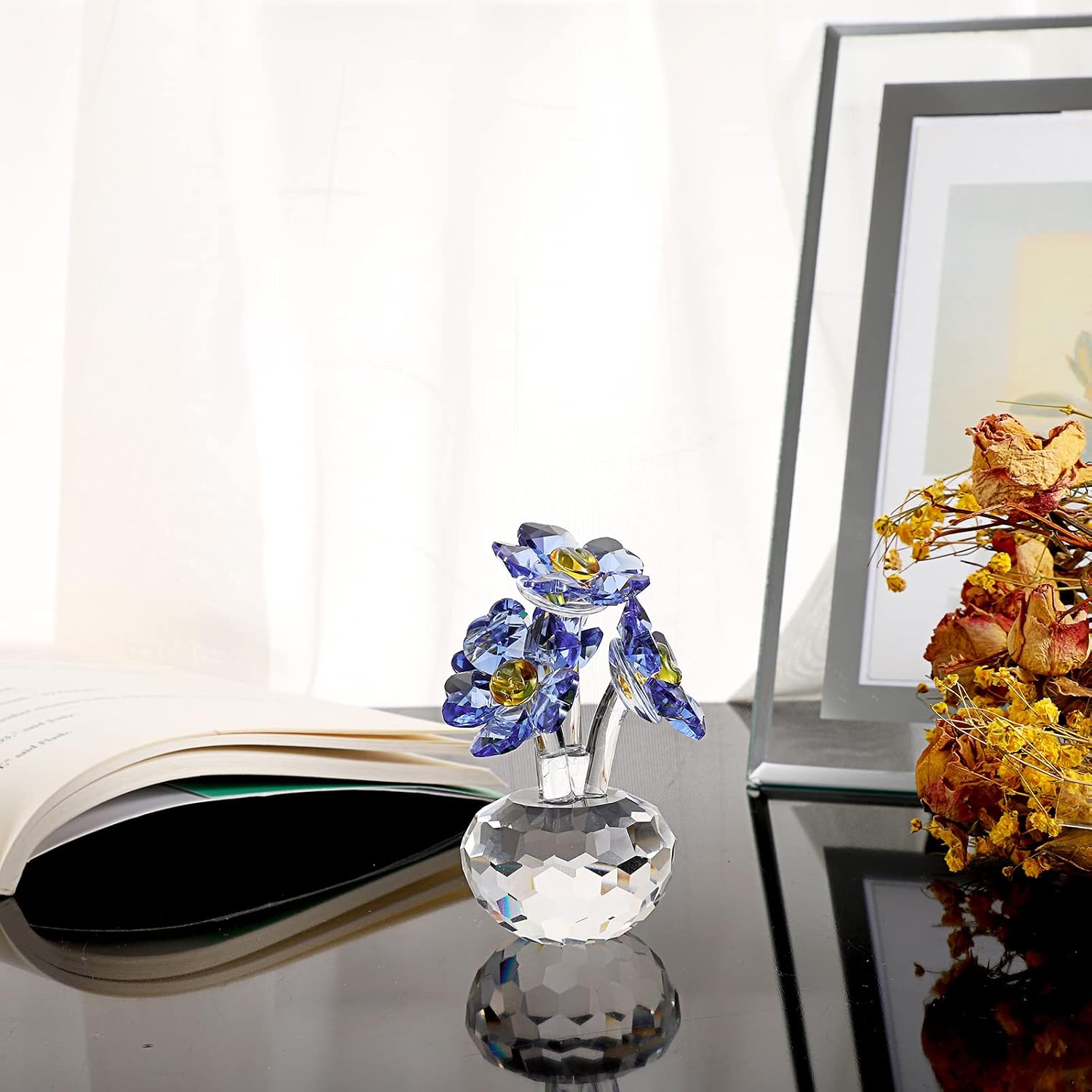 OwnMy 3 Inch Blue Crystal Forget Me Not Flowers Figurines Collectibles image 5