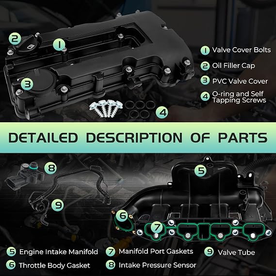 BHB Engine Intake Manifold and Valve Cover Kit Fit For Chevy Cruze Buick
