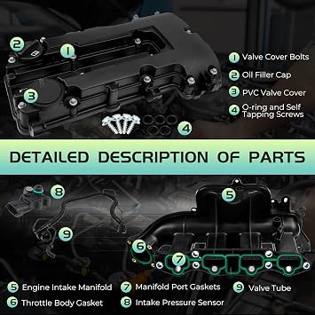 BHB Engine Intake Manifold and Valve Cover Kit Fit For Chevy Cruze Buick