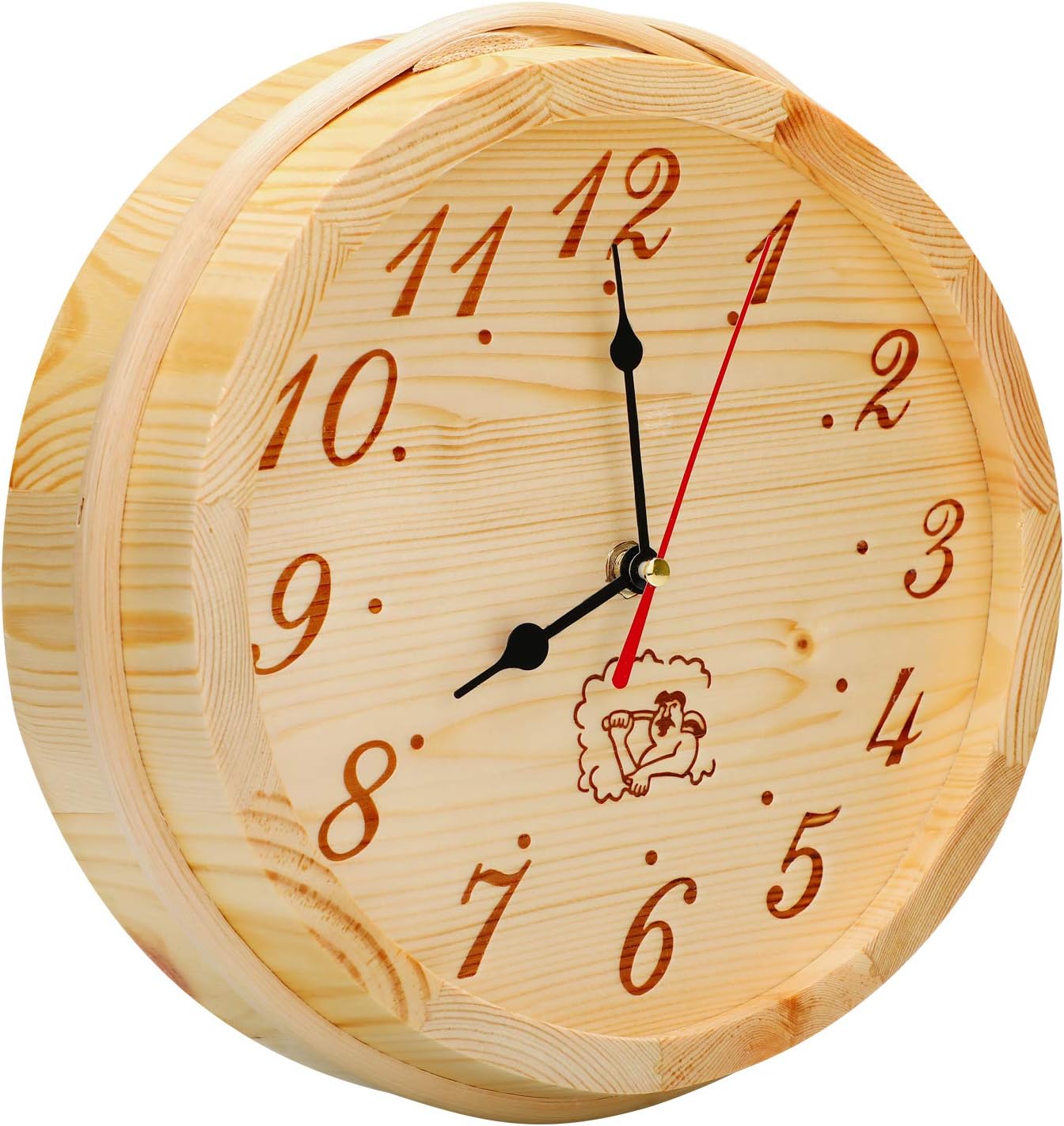 P&BEXC Wooden Sauna Clock, Timer Clock for Sauna Room, Sauna Accessories Made of White Pine, Decorative Round Wall Clock Also for a Outdoor Clock : Garden & Outdoor