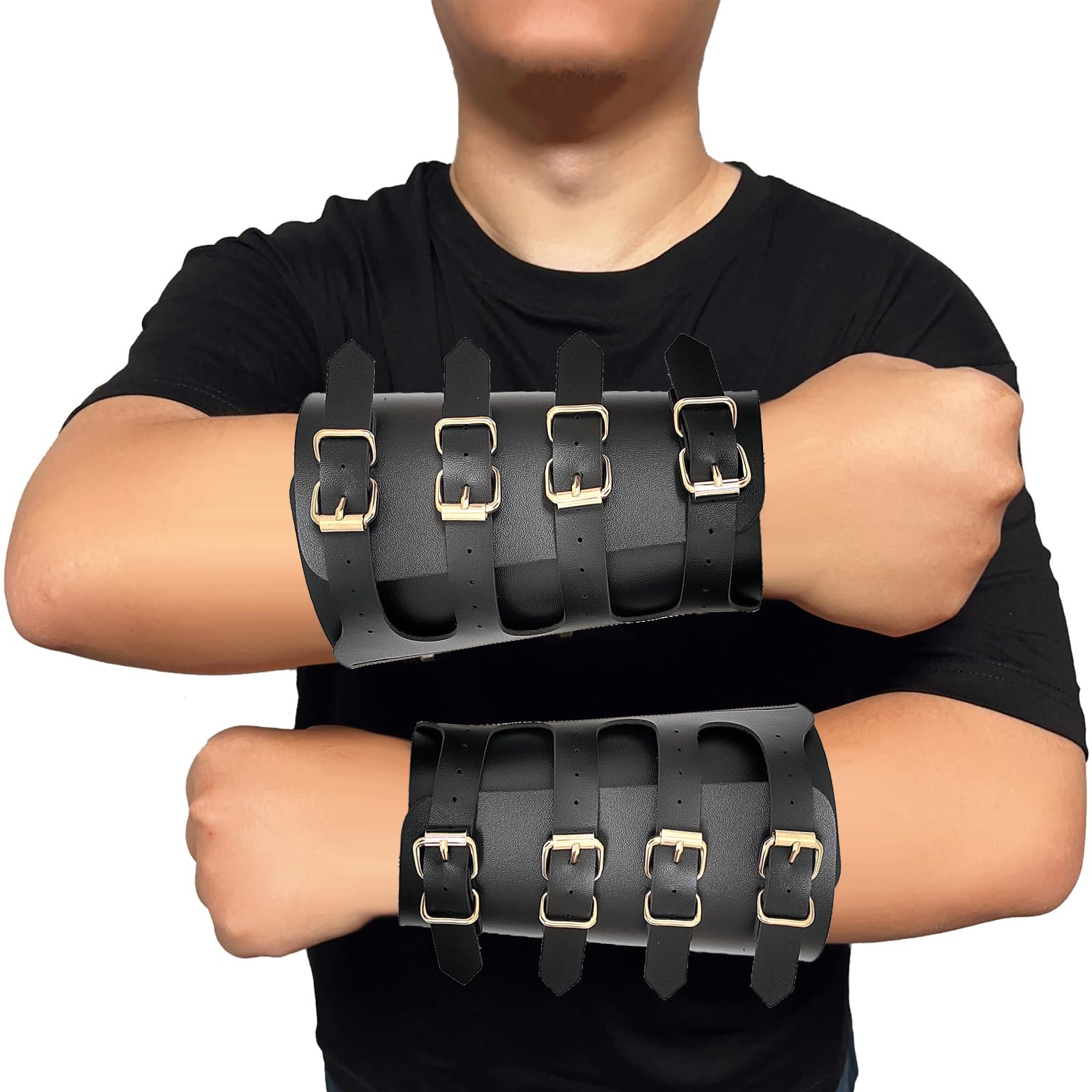 Protezioni Bracciali in Pelle, Polsino Medievale con Fibbia, Parabraccia Vintage per Tiro con l’Arco e Sport