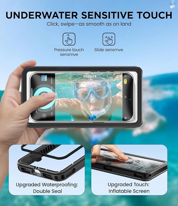 WIFORT Waterproof Phone Case with Lanyard, Underwater Phone Cases for Snorkeling/Diving/Swimming/Filming, IP68 Water Proof Touchscreen Case for All Cell Phones: iPhone/Samsung/Moto/Pixel - Black by WIFORT - Used condition - Image 5