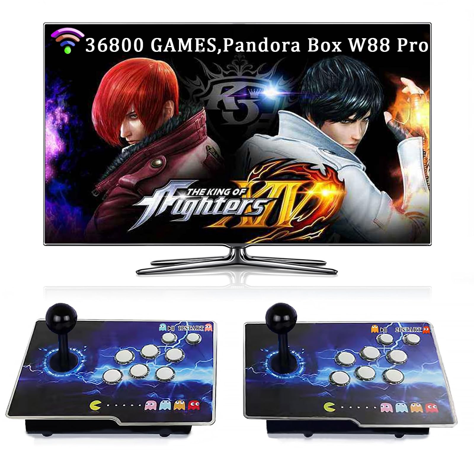 RegiisJoy 36800 in 1 Arcade Game Console Pandoras W88 Pro WiFi Function Game Machine for PC & Projector & TV, 2-4 Players, 1280X720, 3D Games, Search/Hide/Save/Load/Pause Games, Favorite List
