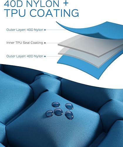 Miniatura 3 de covacure Colchoneta de dormir para camping, ultraligera autoinflable, con bomba de pie integrada, colchón de aire duradero e impermeable para Azul