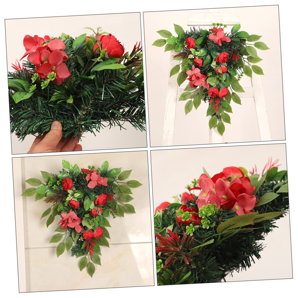 Alipis Guirnalda Floral Simulada Roja de Hortensia para Pared y Puerta