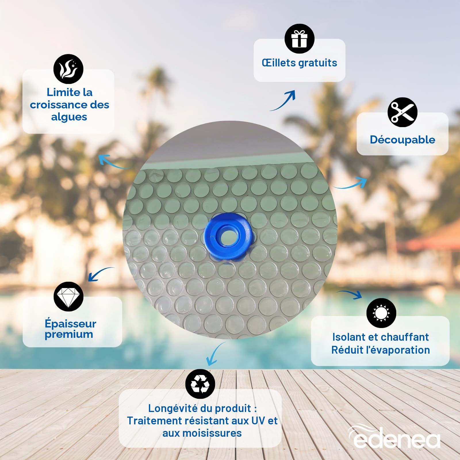 Bâche Solaire Piscine - Gris Silver - Rectangle - Epaisseur 350 Microns Haute Performance-Œillets Offerts-Idéale Piscine Hors Sol et Enterrée - Bache Piscine Solaire Bulles 4 x 2 m