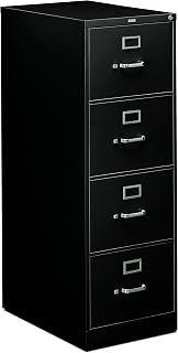 HON 310 Series 4-Drawer Legal Vertical File Cabinet, Full-Suspension, Black 26-1/2"D - Secure Office Storage
