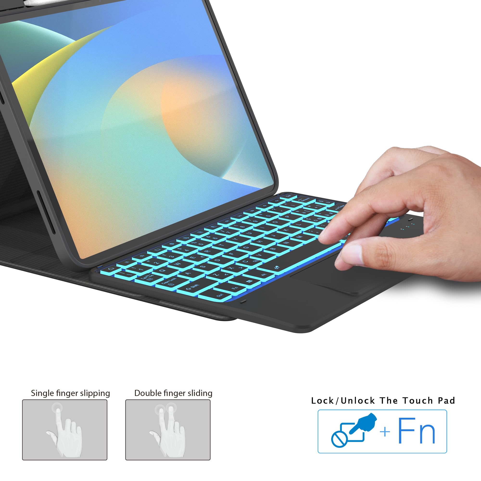 Tastiera per iPad 10 Generazione 10.9'' 2022, Cover con Tastiera per iPad 11 Pollici (A16, 2025) : Italiano QWERTY con 7 Colori Illuminato & Touchpad intelligente, Senza fili Staccabile Custodia