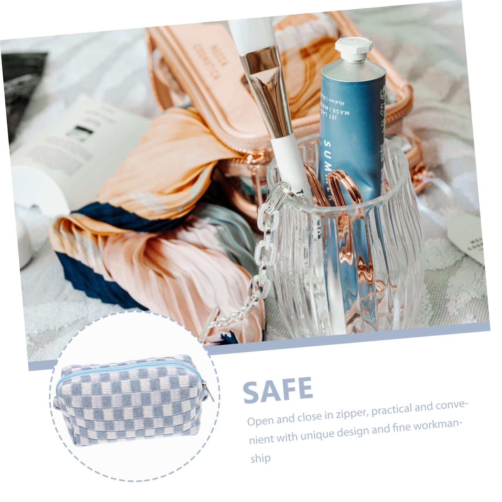 Didiseaon 5piezas Bolsa De Maquillaje Grande De Diseño Cuadros Neceser De Viaje para Cosméticos y Artículos De Tocador Bolsa Organizadora Portátil y Ligera para Uso Diario y Viajes