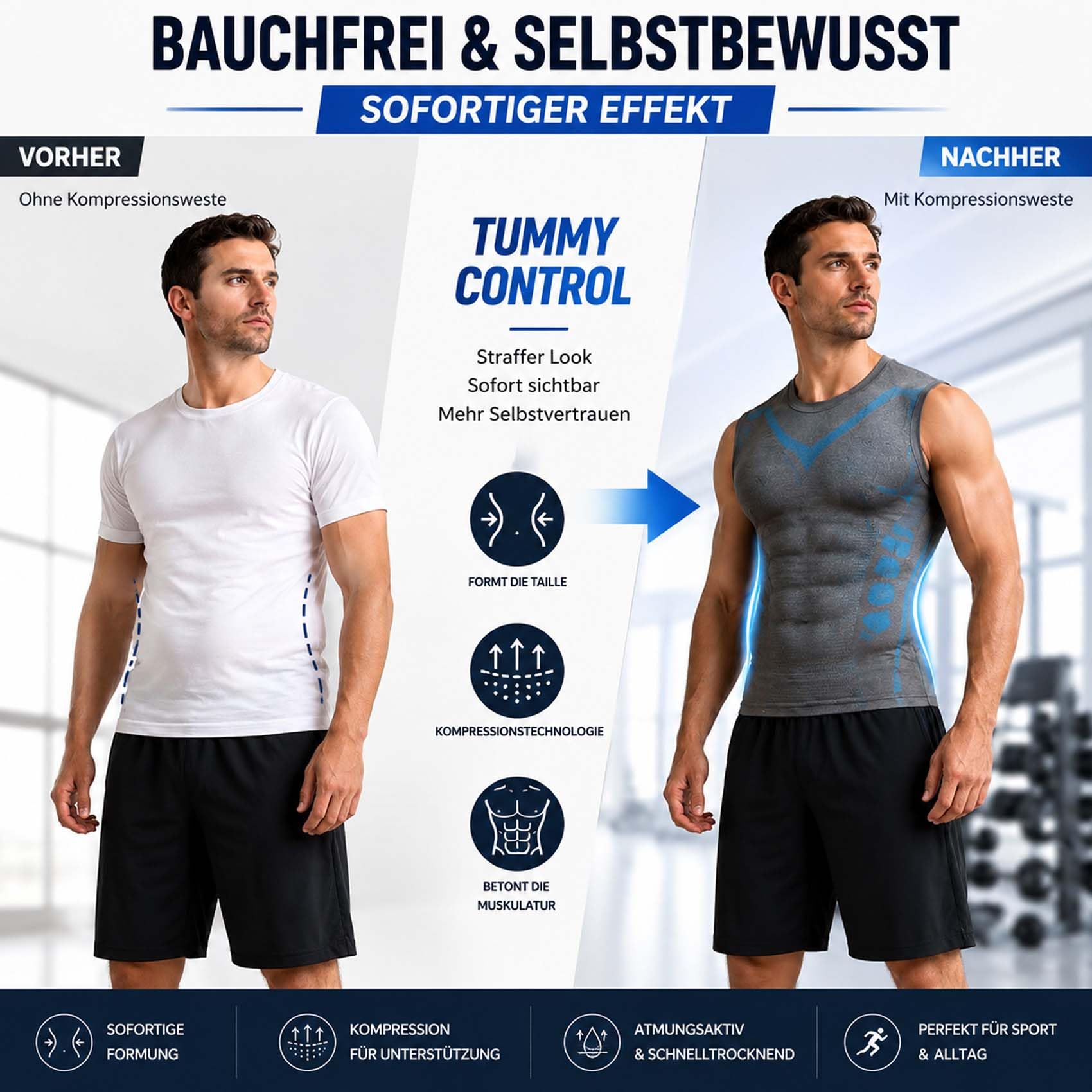 Lunovia Shirt, Lunovia V Shape Shirt, Kompression Shirts Herren, Schnell Trocknend & Atmungsaktiv, Komfortable Passform für Fitness & Alltag